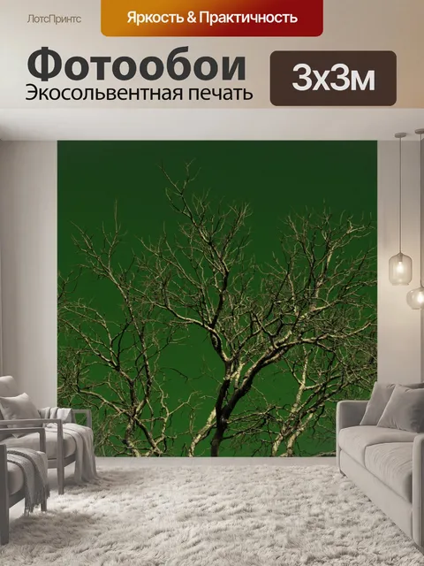 Фотообои Странно зеленый небо и мертвое дерево