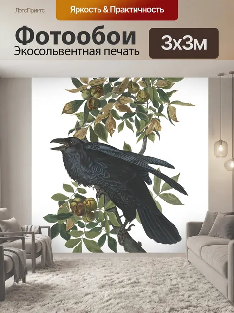 Фотообои Ворон на ветке дерева
