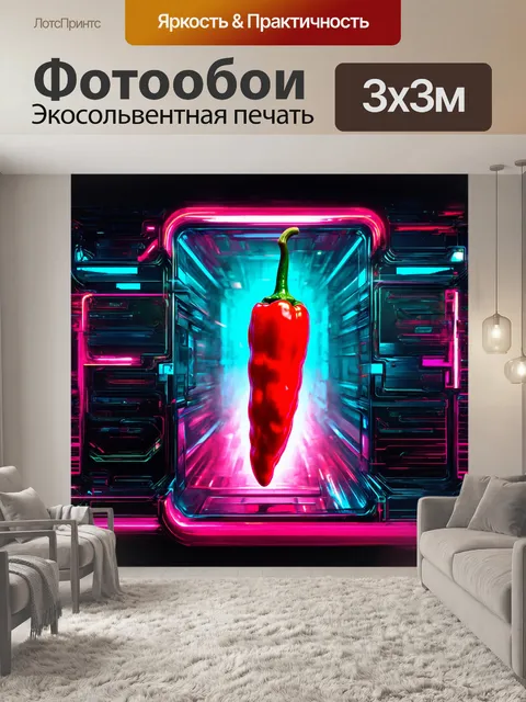 Фотообои футуристическое изображение острого перца в стиле киберпанк