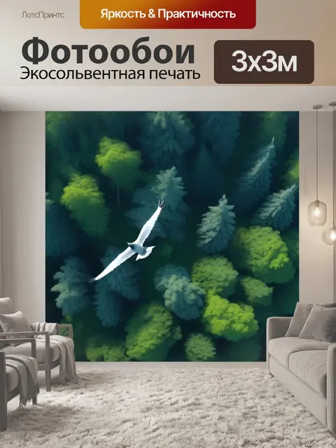 Фотообои птицы, летающие над лесом