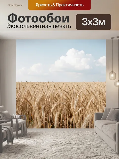 Фотообои Золотое поле под облачным небом