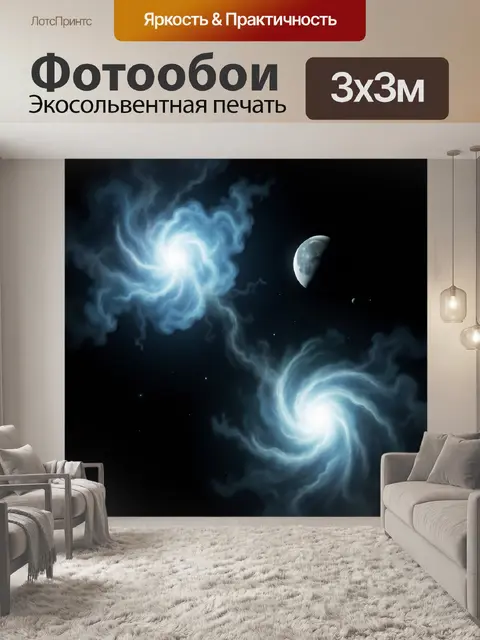 Фотообои Космические вихри и полумесяц