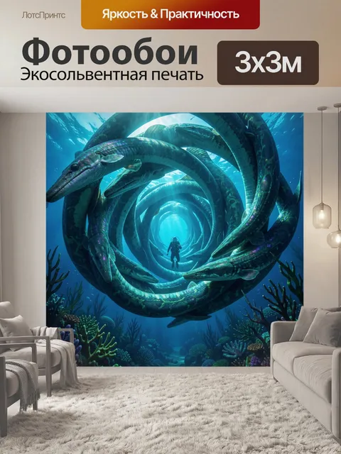 Фотообои Подводный тоннель из морских змей