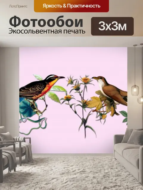 Фотообои Птицы и цветы Граница Винтаж
