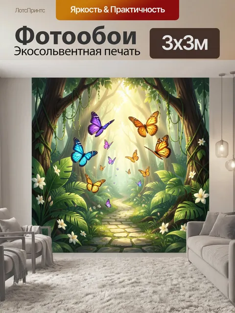 Фотообои Бабочки в тропическом лесу