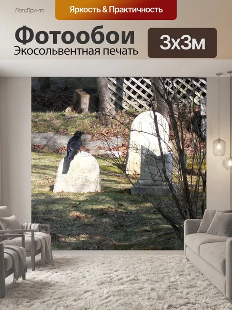 Фотообои Ворона на надгробие