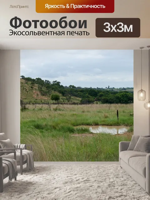Фотообои лужа дождевой воды на луге