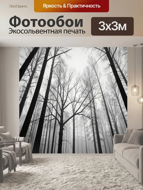 Фотообои Туманный зимний лес