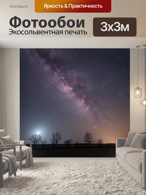 Фотообои Звездное небо над полем