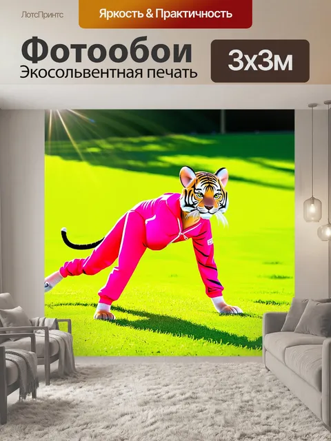 Фотообои очаровательная тигрица в розовом спортивном костюме