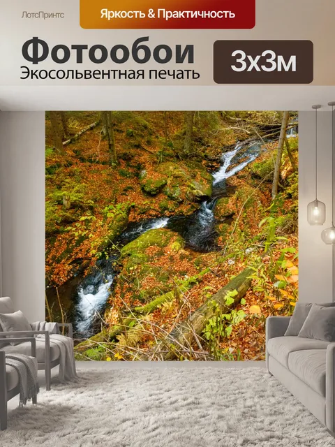 Фотообои Ручей в осеннем лесу
