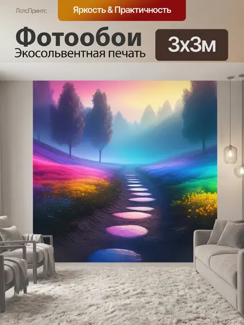 Фотообои пейзаж с пятнами разноцветный