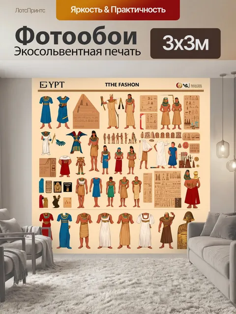 Фотообои египет в стиле инфографический рисунок, показывающие одежду и модные тенденции в древнем египте
