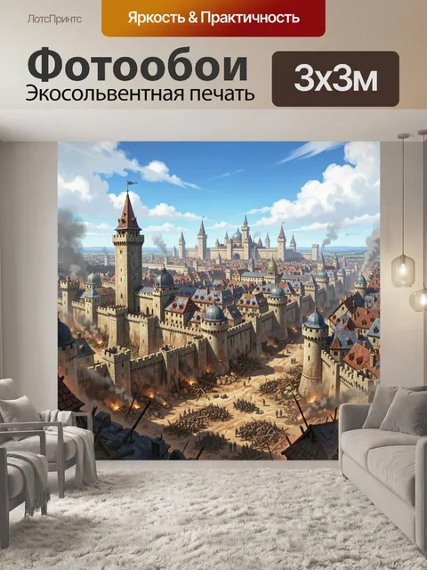 Фотообои Средневековая осада каменного города