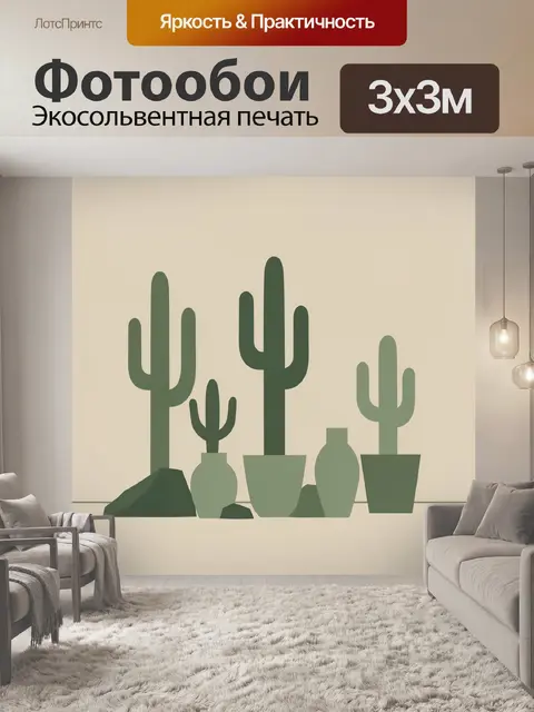 Фотообои Кактусы и суккуленты в горшках