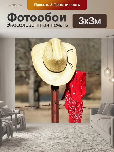 Фотообои Ковбойская шляпа на заборе