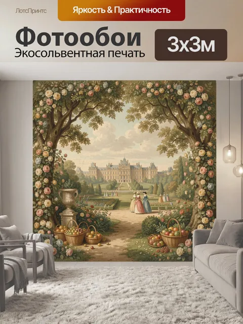 Фотообои Дворцовый сад с цветочной аркой
