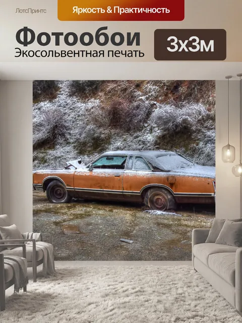 Фотообои 1960 классический автомобиль в снегу