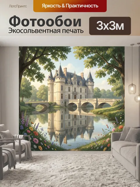 Фотообои Замок у спокойной речки
