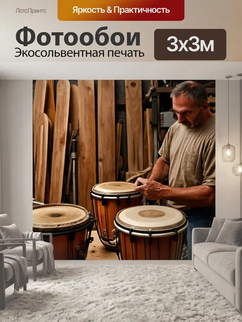 Фотообои старинная мастерская, где создаются барабаны вручную