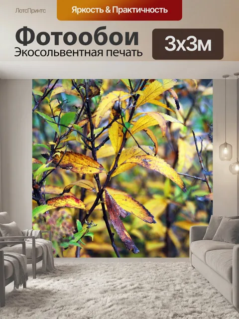 Фотообои пассерованные желтые листья