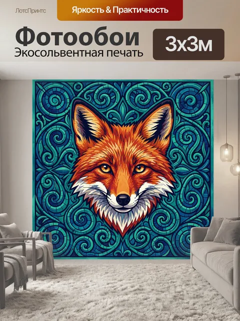 Фотообои Лис с узорами в стиле тату