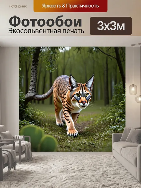 Фотообои охота на рысь, крадущуюся сквозь лесные дебри с высоты птичьего полета