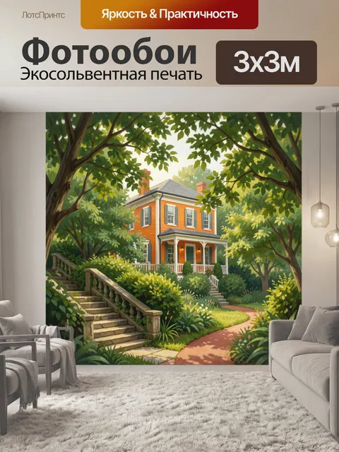 Фотообои Уютный дом в зелёном саду