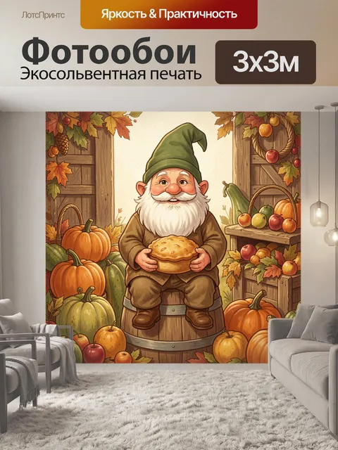 Фотообои Гном с осенним пирогом