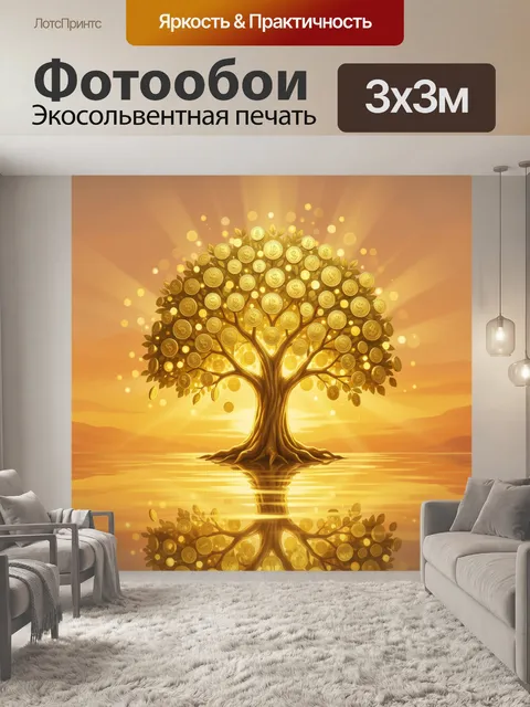 Фотообои Золотое дерево из монет и света