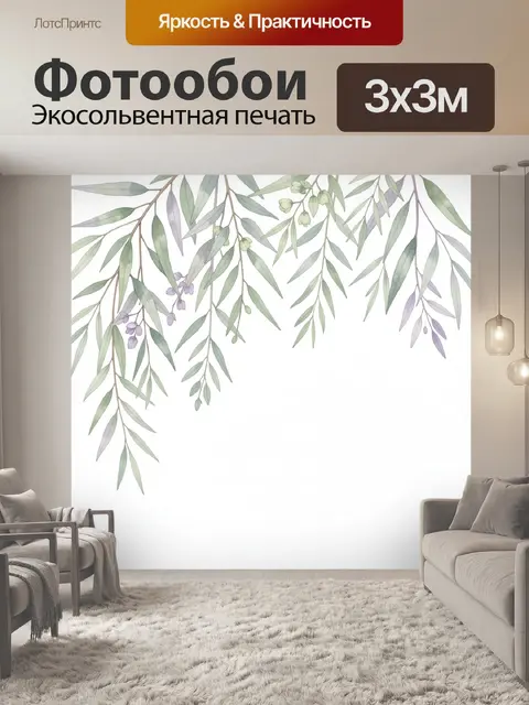 Фотообои Ветви эвкалипта на белом фоне