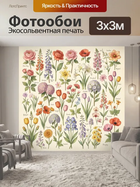 Фотообои Ботаническая коллекция садовых цветов