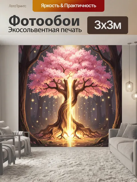 Фотообои Сияющее дерево сакуры в лесу