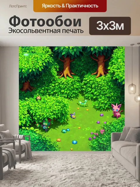 Фотообои зеленые в стиле изометрическая аниме