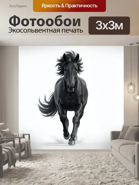 Фотообои Черный скакун в движении