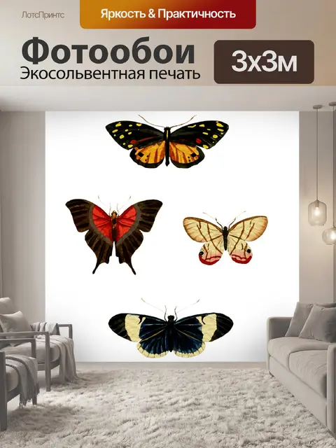 Фотообои Набор акварели бабочки