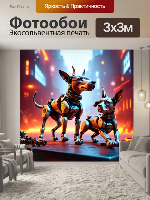 Фотообои животные в стиле стимпанк: механические собаки