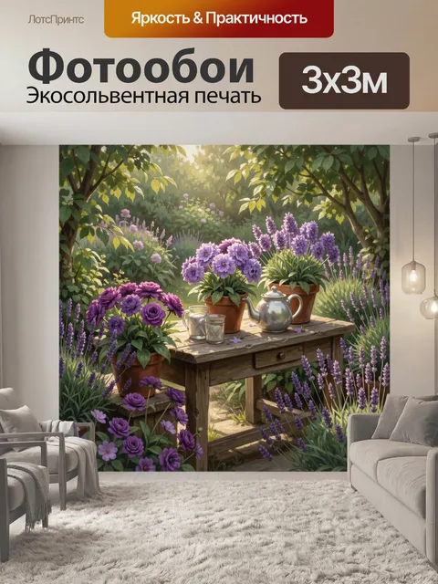 Фотообои Лавандовый сад с цветами