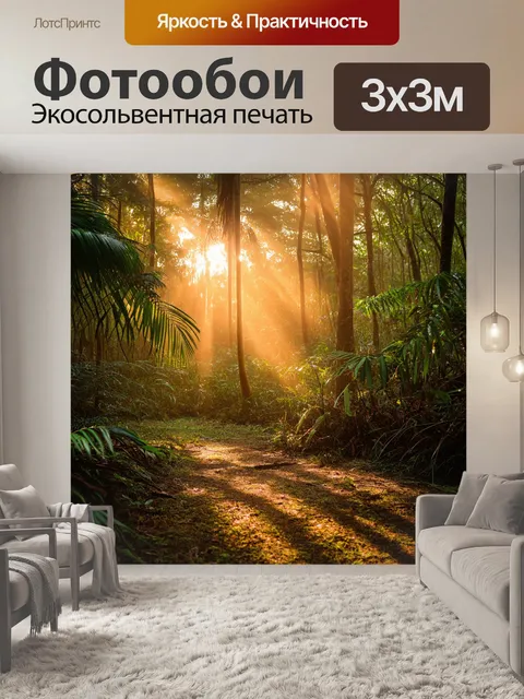 Фотообои тихий рассвет в тропическом лесу