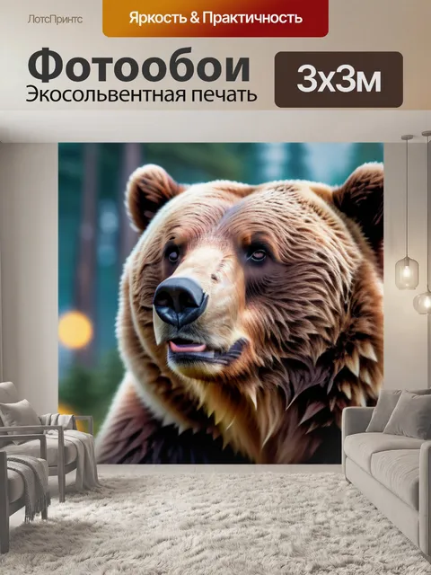 Фотообои с медведем смешной