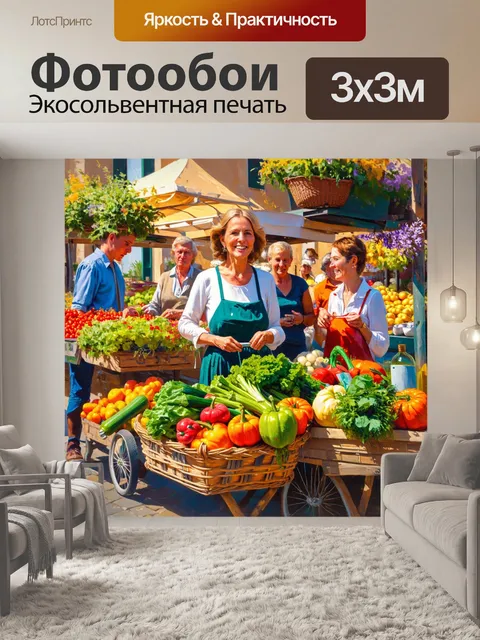 Фотообои прованс, на которых изображены традиционные домашние рынки с яркими овощами, свежими цветами и ароматами…
