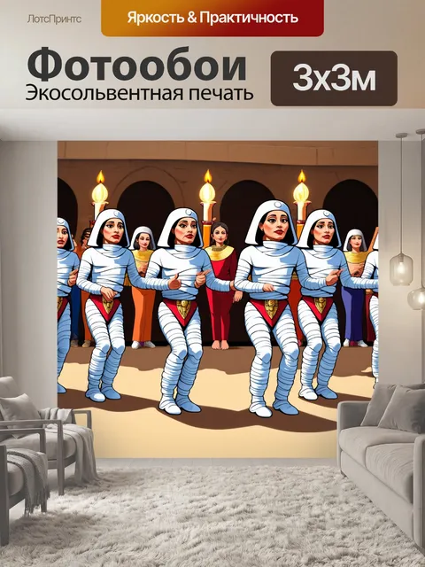 Фотообои египет в стиле мультяшный: жизнерадостные мумии, показывающие новые танцевальные движения на празднике