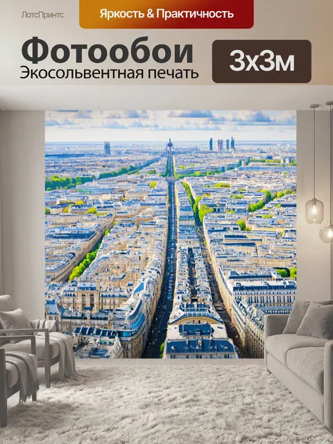 Фотообои панорамный вид на париж с высоты птичьего полета