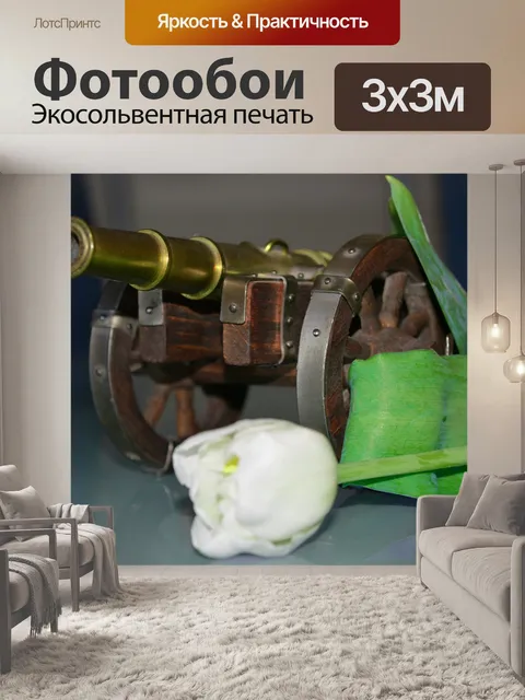 Фотообои Пушка с тюльпаном
