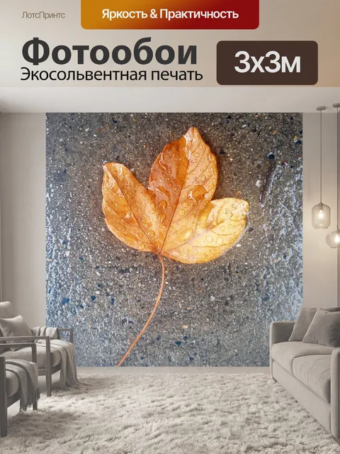Фотообои Капли дождя на листе