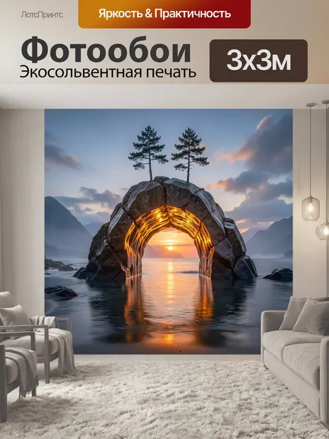 Фотообои Скальный аркадный пейзаж на закате