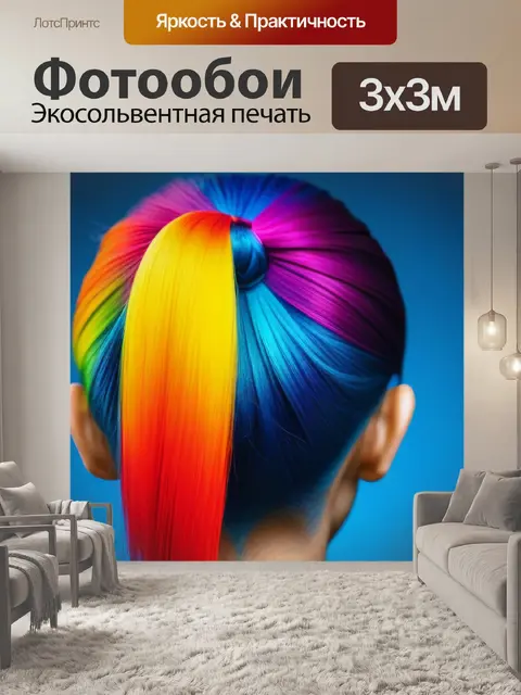 Фотообои прическа с хвостом и яркими цветами