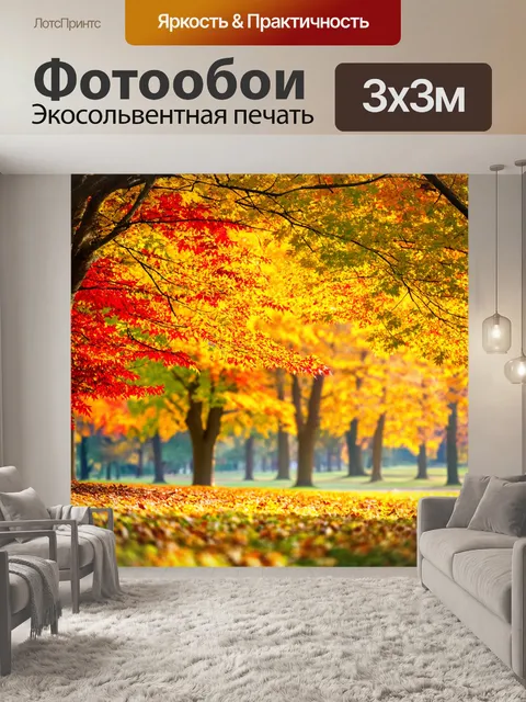 Фотообои фон с ярким осенним парком