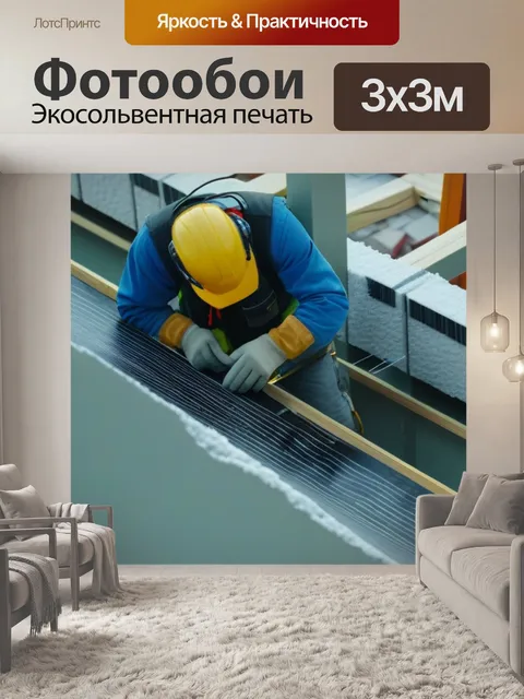 Фотообои подъемный кран, работающий на изоляции зданий