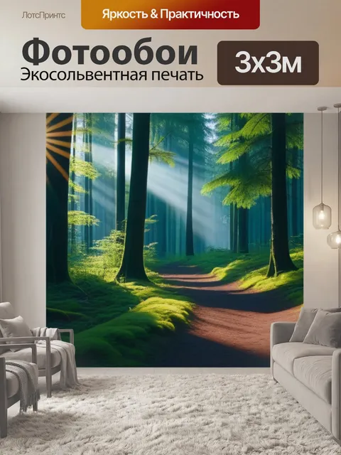 Фотообои тропинка в лесу, освещенная солнцем